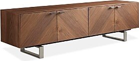 Alvarado 71 Media Stand in American Walnut with Brushed Stainless Steel Base