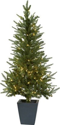 4.5-Ft. Christmas Tree with Clear Lights and Decorative Planter