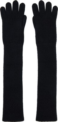 Black Baby Cashmere Knit Long Gloves
