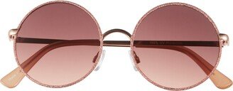 Oversize Glitter Metal Round Sunglasses