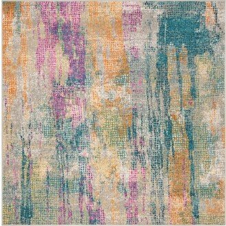 Madison MAD123 Power Loomed Area Rug - Blue/Fuchsia - 6'7x6'7