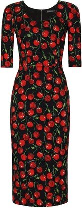 Cherry-Print Midi Dress