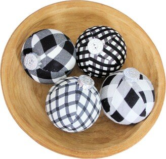 Black & White Plaid Christmas Ornaments. Set. Rustic Christmas, Cabin Holiday, Tree Decoration, Ball Buffalo Ornament