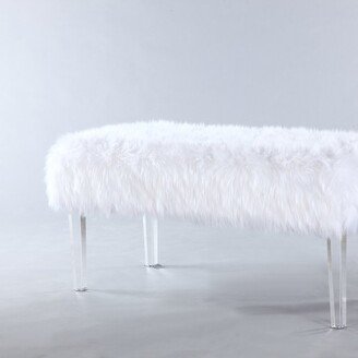 Chic Home Design Trento Modern Contemporary Faux Fur Acrylic Leg Bench-AA