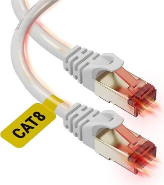 Ultra Clarity Cables 3ft 2 pack Cat8 Ethernet Cable, RJ45 Connector - Double Shielded Stp - 10 Gigabit 600MHz - Premium, High Speed Network Wire - Whi