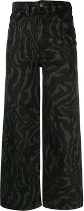 Bimba y Lola Swirl-Print Wide-Leg Jeans