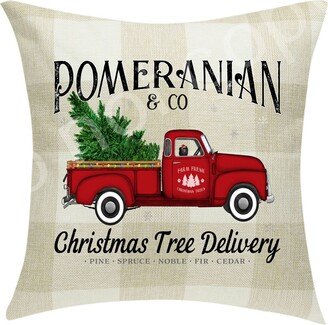 Pomeranian | Black & Co. Christmas Tree Delivery Pillow Cover Buffalo Plaid 18 X ~Cover Only~