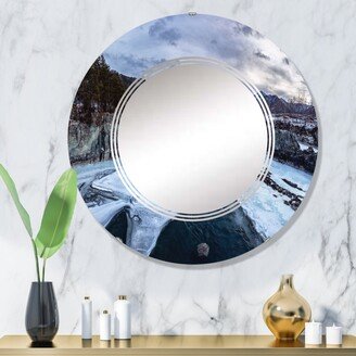 Designart 'Cold Mountain River At Winter Sunny Day' Printed Traditional Wall Mirror