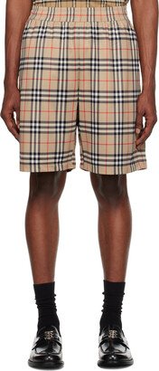 Beige Vintage Check Shorts