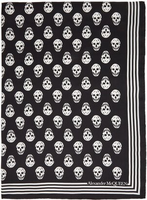 Black & White Silk Skull Scarf