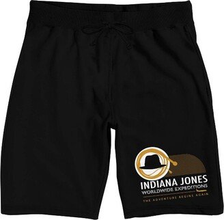 Indiana Jones And The Dial Of Destiny Worldwide Expeditions Men's Black Sleep Pajama Shorts-Large