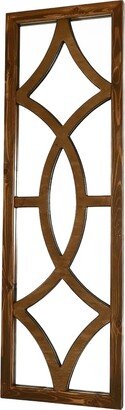 Wooden Frame Mirror with Open Lattice Pattern Front, Brown