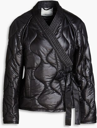 Cutout quilted shell wrap jacket