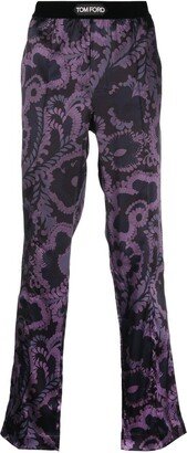 Floral-Print Stretch-Satin Trousers