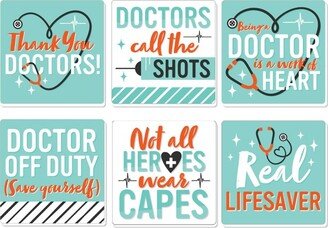 Big Dot of Happiness Thank You Doctors - Funny Doctor Appreciation Week Decorations - Drink Coasters - Set of 6