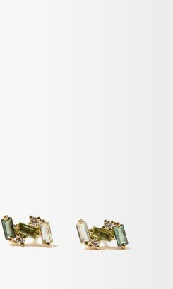 Scatter Diamond, Topaz & 14kt Gold Earrings