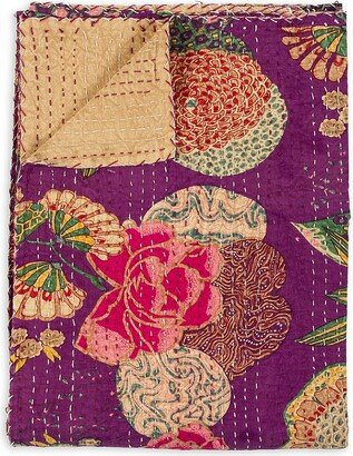 Kantha Quilted Floral Throw