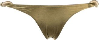 Twist-Detail Satin-Finish Bikini Bottoms