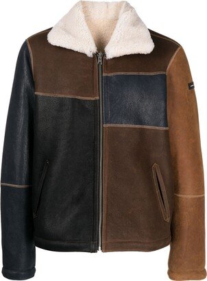 Palmer Patchwork-Design Reversible Leather Coat