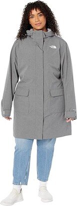 Plus Size City Breeze Rain Parka II (TNF Medium Grey Heather) Women's Clothing