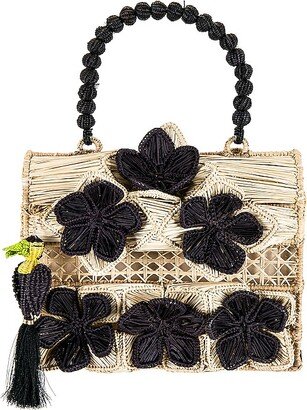 Six Black Flowers Handbag