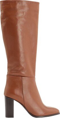 LEONARDO PRINCIPI Leather Heeled Tall Boots Knee Boots Tan