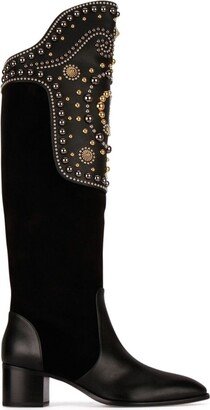 Stud Embellished Knee-High Boots