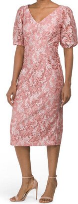 TJMAXX Lia Puff Sleeve Floral Embroidered Midi Dress For Women