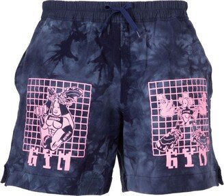 Tie-Dye Pattern Cotton Shorts