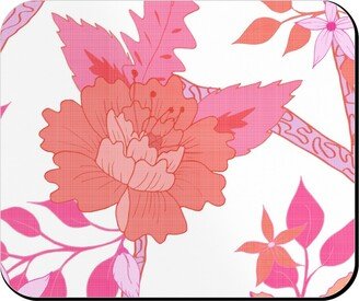 Mouse Pads: Peony Branch Mural Mouse Pad, Rectangle Ornament, Pink