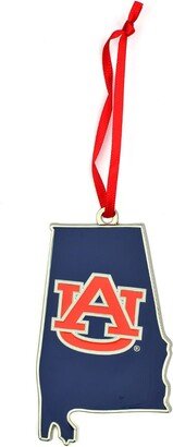 Auburn Tigers State Shaped Metal Christmas Ornament