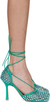 Green Sparkle Stretch Web Heels