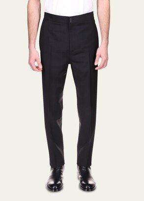 Men's Solid Tapered Wool Trousers-AA