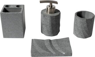 4Pc Concrete Bathroom Accessory Set