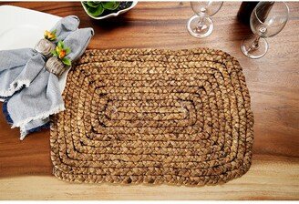 GINGER BIRCH STUDIO Rectangular Braided Brown Water Hyacinth Placemat - Set of 4