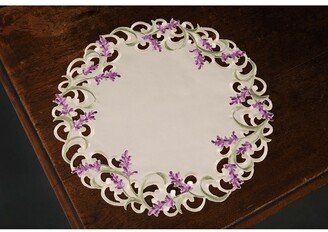 Lavender Lace Embroidered Cutwork Round Placemats, 15
