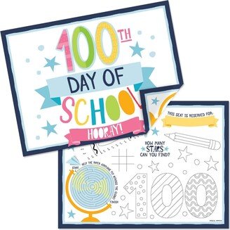 Big Dot Of Happiness Happy 100th Day of School - Paper Coloring Sheets - Activity Placemats - 16 ct
