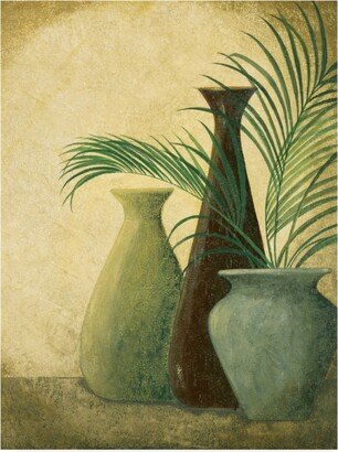 Pablo Esteban Three Vases One with Greenery Canvas Art - 19.5 x 26