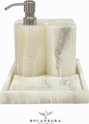 Gorgeous Bathroom Onyx Set With Soap Dispenser | Soap Pump Essentials-AA