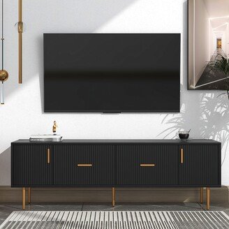 IGEMAN Modern TV Stand with 5 Champagne Legs - Durable, Stylish, Spacious, Versatile Storage TV Up to 75