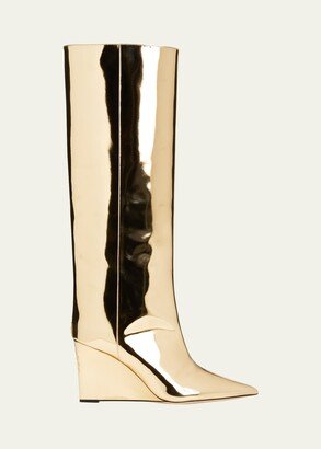 Blake Metallic Wedge Knee Boots