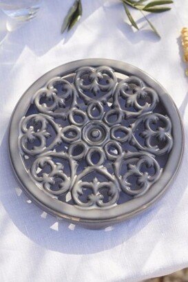 Cast Iron Round Lilly Trivet-AB