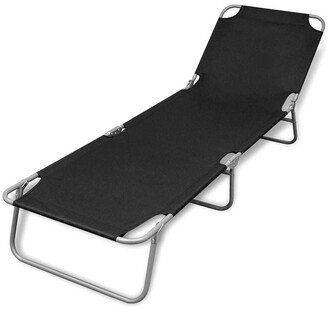 Folding Sun Lounger Powder-coated Steel Black