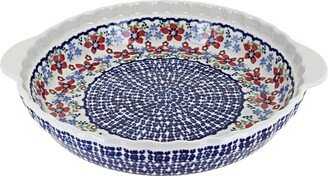 Blue Rose Pottery Blue Rose Polish Pottery Red Poppy Pie Plate With Handles