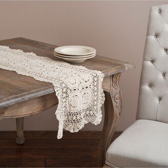 Saro Lifestyle Handmade Cotton Crochet Table Runner, 16 x 54