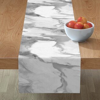 Table Runners: Carerra Marble - Watercolor Table Runner, 90X16, Gray