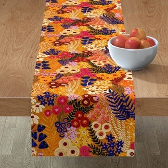 Table Runners: Painted Wildflower Meadow - Earth Tones Table Runner, 108X16, Orange