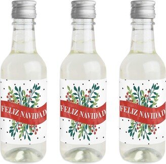 Big Dot Of Happiness Feliz Navidad Mini Wine Bottle Label Stickers Spanish Christmas Favor Gift 16 Ct