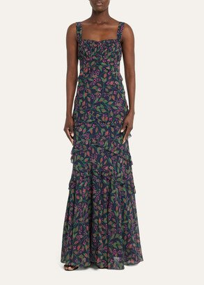 Chandra Floral Ruffled Gown-AA