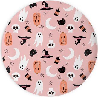 Plates: Sweet Halloween Pumpkin, Witch, Ghost, Cat Plates, 10X10, Pink